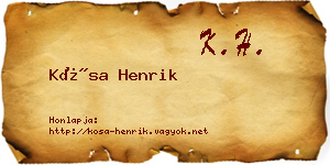 Kósa Henrik névjegykártya